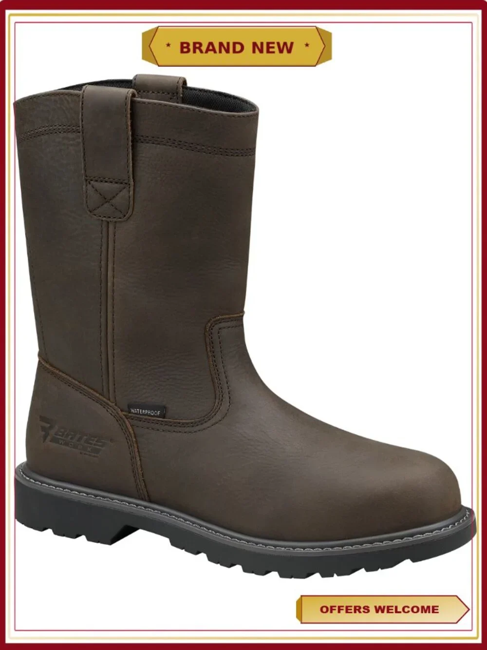 Waterproof Steel Toe Pull-On Work Boot for Men